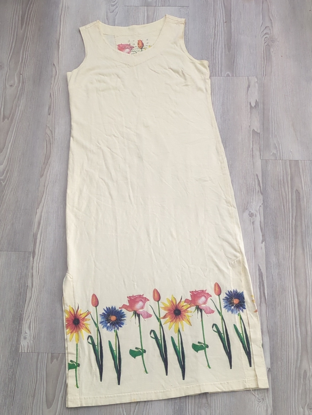 Julie Mango S Flower Border Maxi Dress Tulip Daisy Stains Sleeveless
